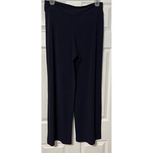 Plaza South Women's XL Wide Leg‎ Liquid Knit Pants Pull On Navy Blue Comfy